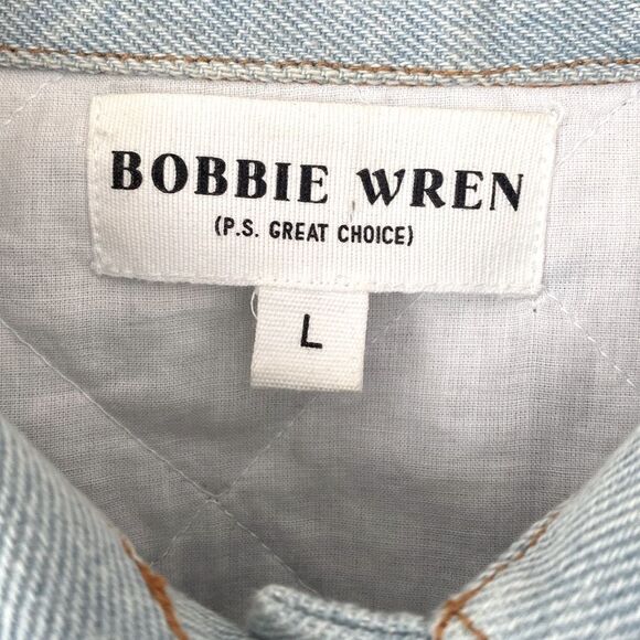 Bobbie Wren Free People Floral Denim Cotton Cropped Jacket Selina Gomes worned - Picture 5 of 11